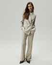 Straight-Leg Trousers Oatmeal Check