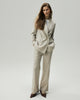 Straight-Leg Trousers in Oatmeal Check on model, full-length front styling view