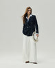 Double-Breasted Blazer Dark Navy Check