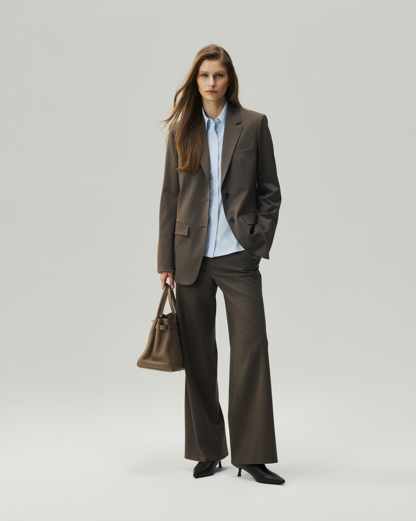 Straight-Leg Trousers Warm Tea Brown