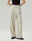 Wide-Leg Trousers Textured Oatmeal