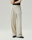Wide-Leg Trousers Textured Oatmeal