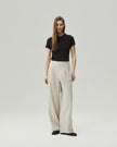 Wide-Leg Trousers Textured Oatmeal