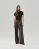 Wide-Leg Trousers in Warm Tea Brown on model, full-length front styling view