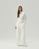 Reversible Blouse in Cloud White on model, full-length front styling view