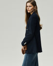 Double-Breasted Blazer Dark Navy Check