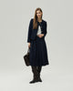 Midi Skirt in Deep Navy on model, full-length front styling view