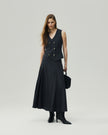 Sculpted Midi Skirt Charcoal Grey