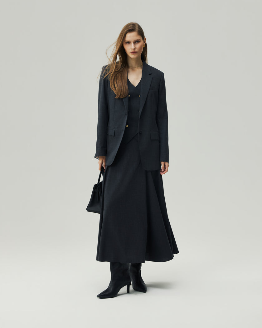 Sculpted Midi Skirt Charcoal Grey