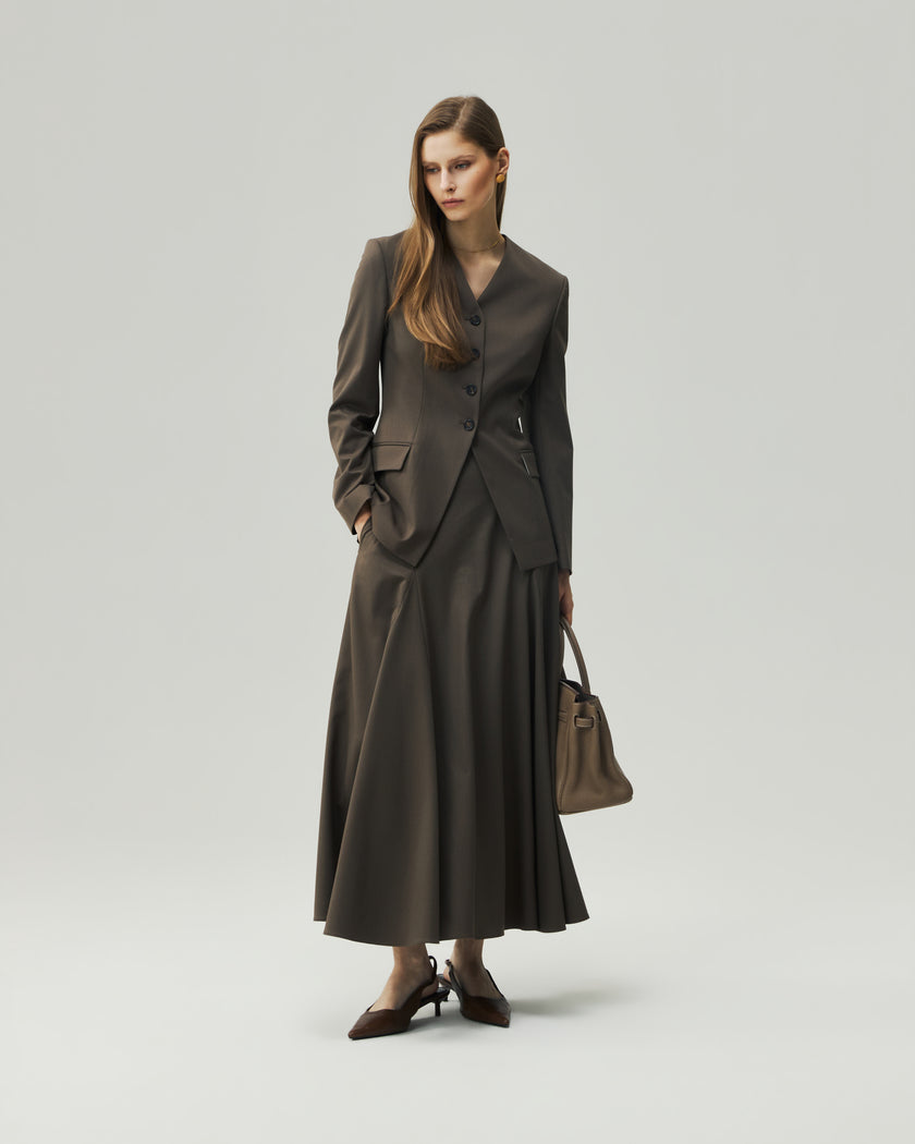 Sculpted Midi Skirt Warm Tea Brown