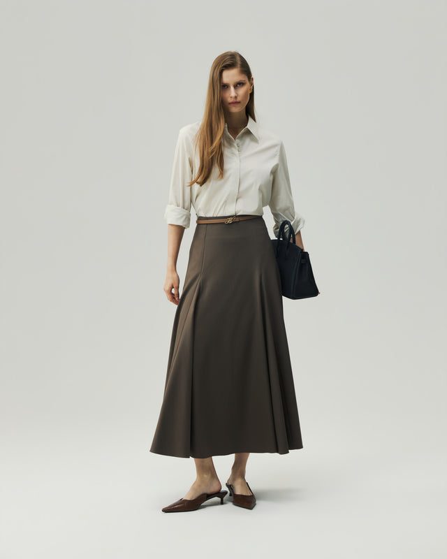 Sculpted Midi Skirt Warm Tea Brown