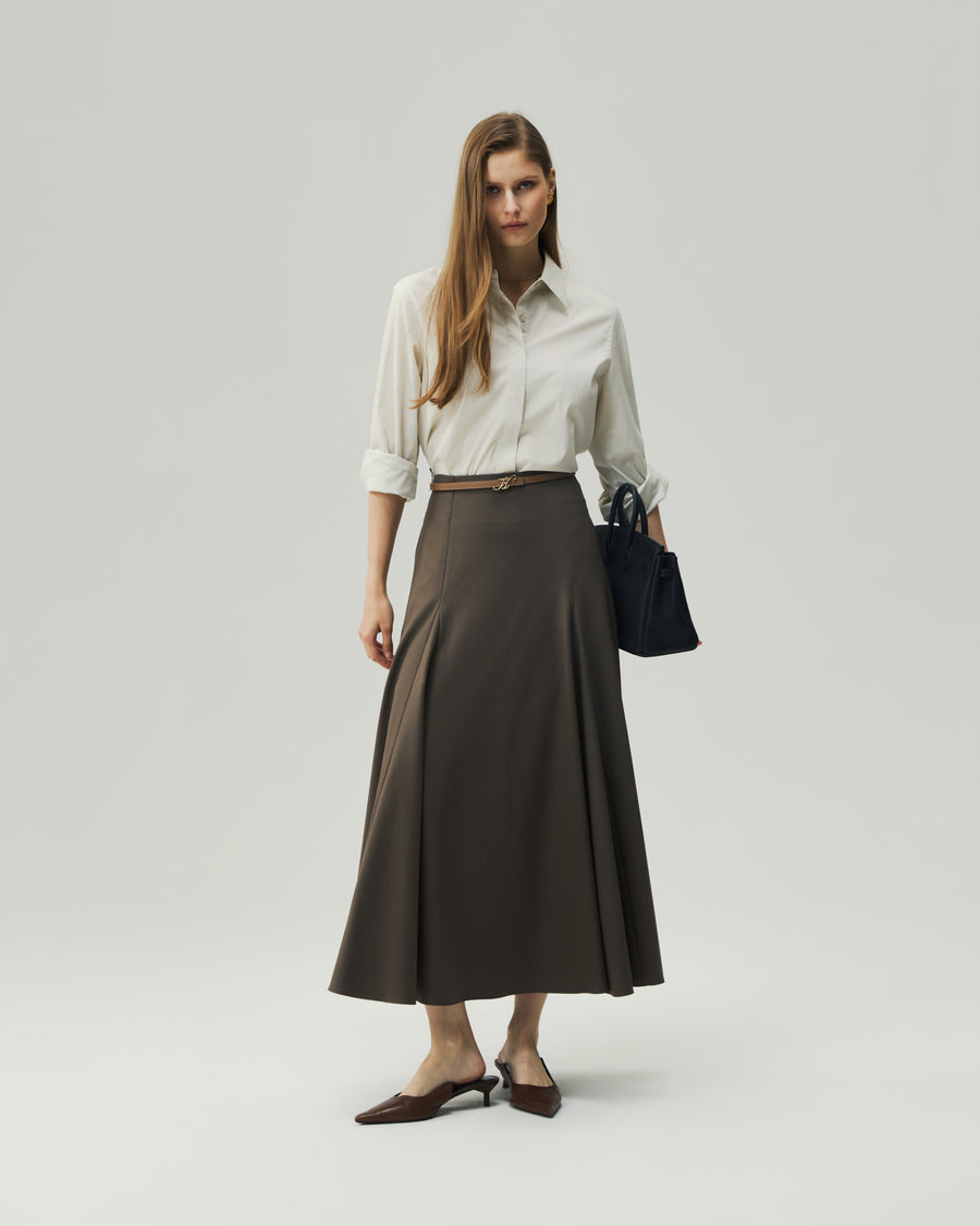 Sculpted Midi Skirt Warm Tea Brown