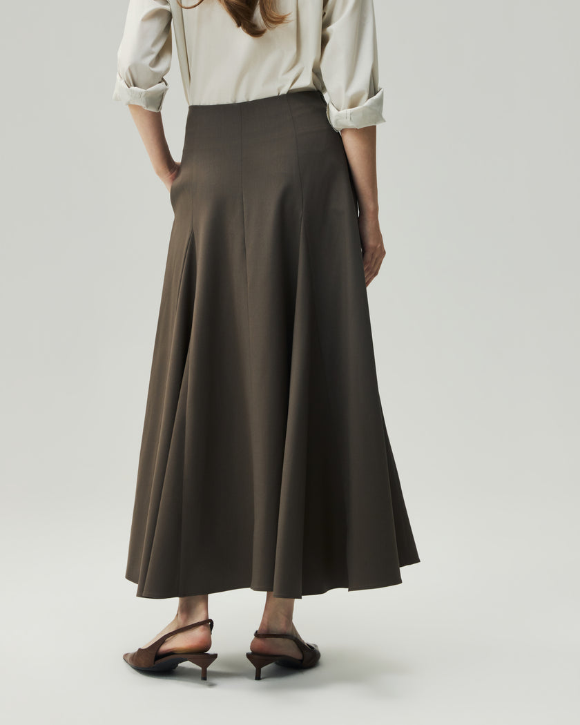 Sculpted Midi Skirt Warm Tea Brown
