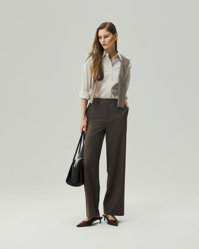 Straight-Leg Trousers Warm Tea Brown