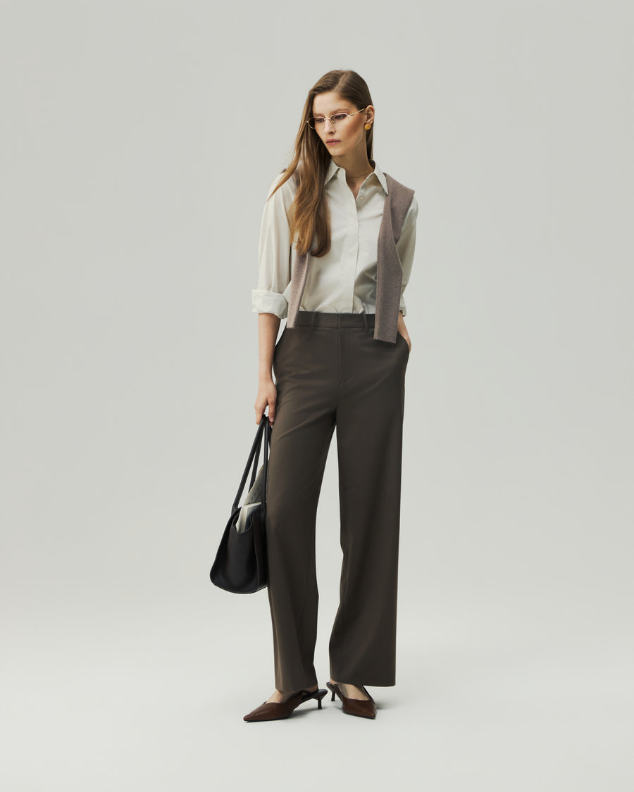 Straight-Leg Trousers Warm Tea Brown