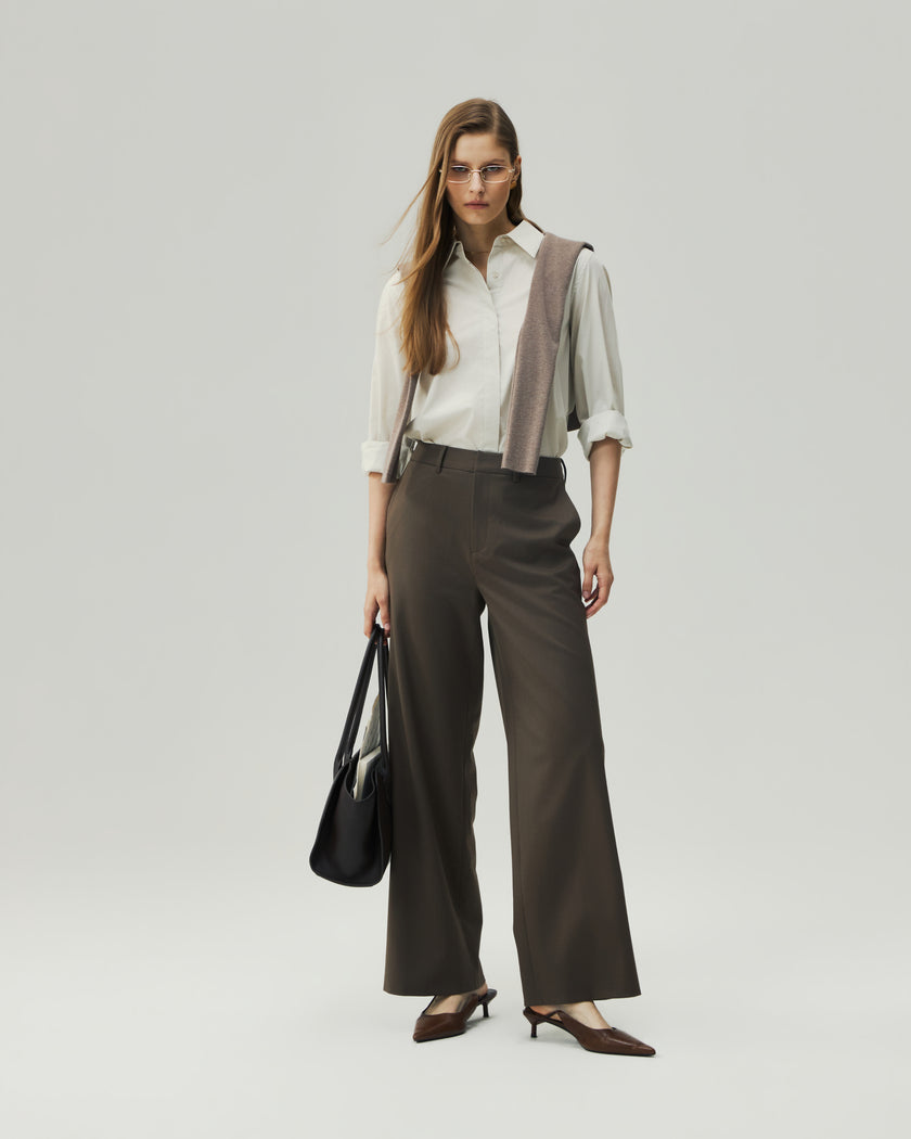 Straight-Leg Trousers Warm Tea Brown