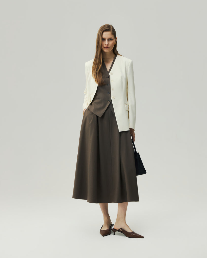 Sculpted V-Neck Jacket Vanilla