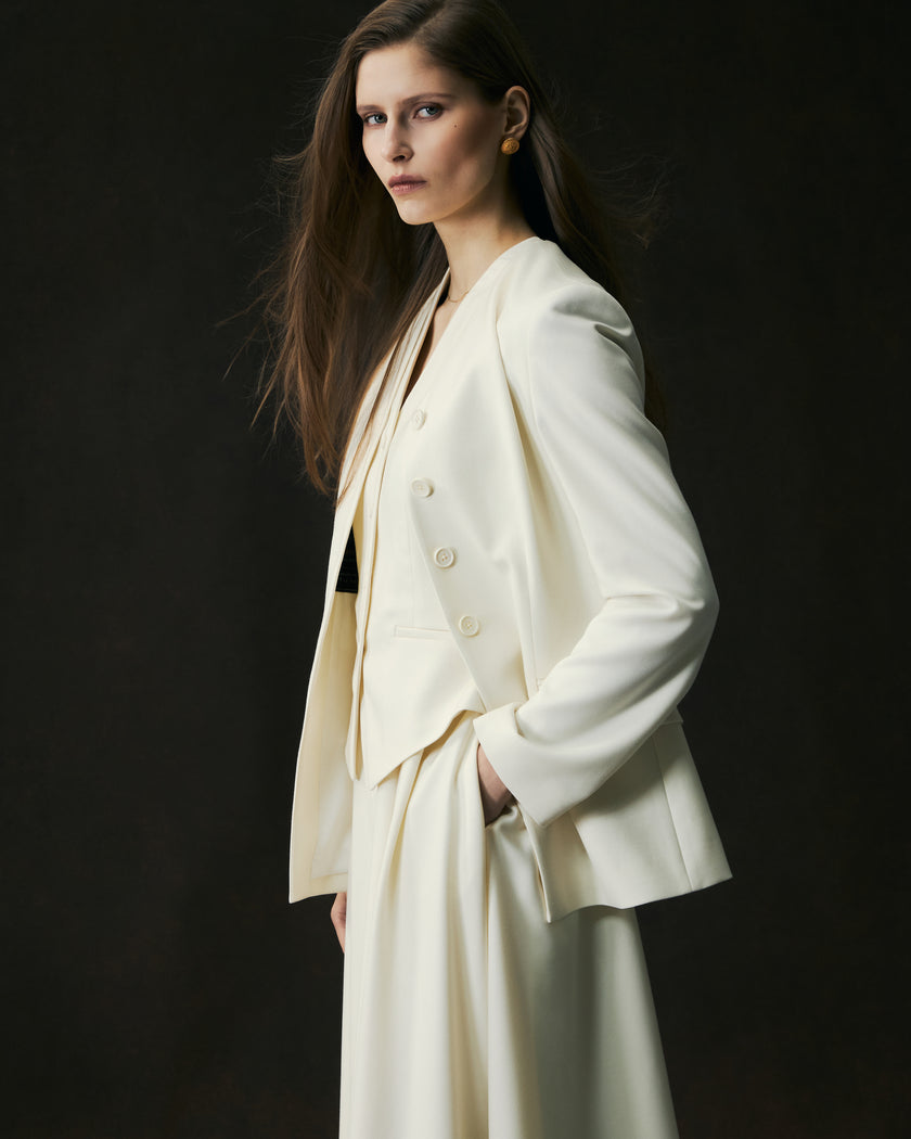 Sculpted V-Neck Jacket Vanilla