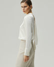 Tie-Neck Satin Blouse Cloud White