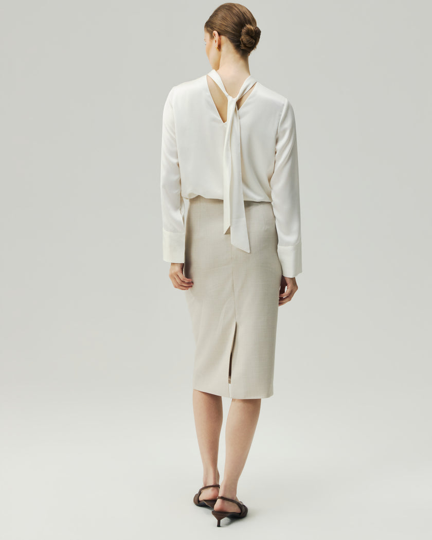 Pencil Skirt Oatmeal Check
