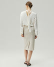 Tie-Neck Satin Blouse Cloud White