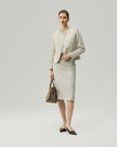 Pencil Skirt Oatmeal Check