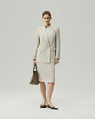 Pencil Skirt Oatmeal Check