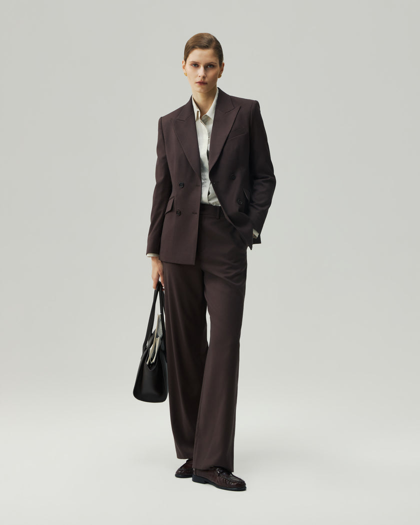 Sculpted Double-Breasted Blazer Ebony Brown