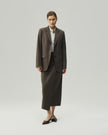 Single-Breasted Blazer in Warm Tea Brown on model, full-length front styling view