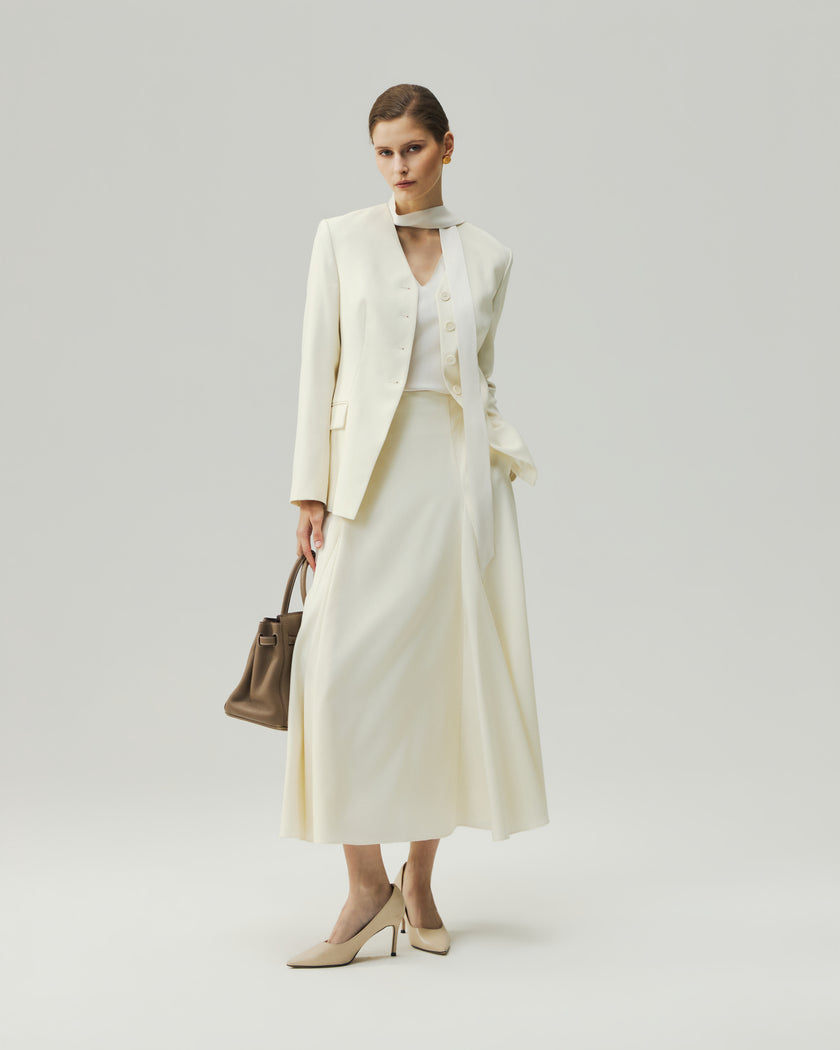 Sculpted V-Neck Jacket Vanilla