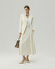 Sculpted V-Neck Jacket in Vanilla styled with a matching skirt, full-length view