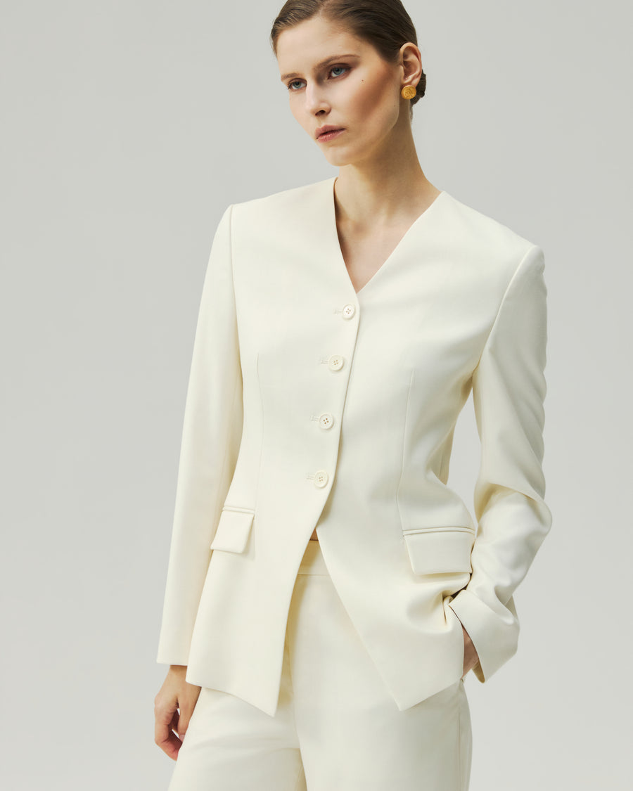 Sculpted V-Neck Jacket Vanilla