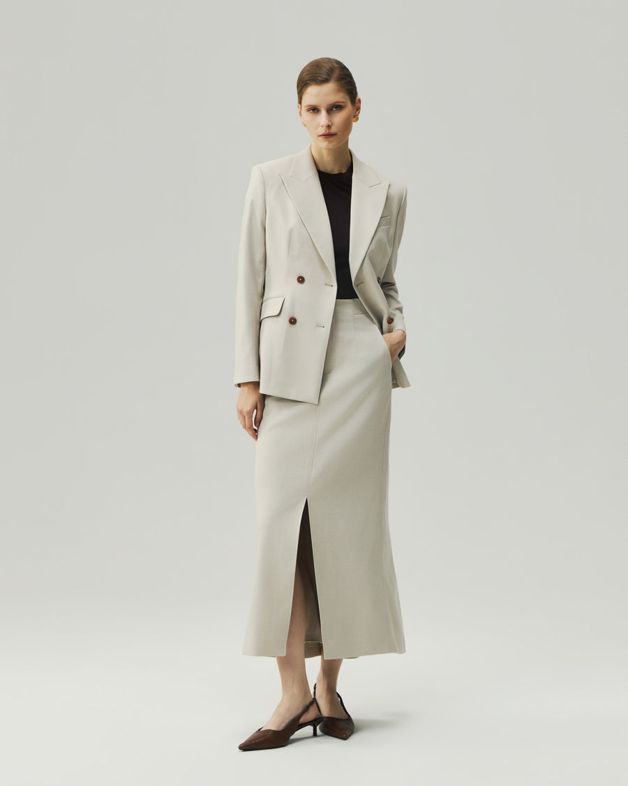 High-Waisted Skirt Textured Oatmeal