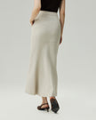 High-Waisted Front-Slit Skirt-LéSem™022 — Oatmeal