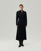 Shirt Dress in Black on model, full-length front styling view