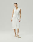 Wrap Dress in Almond White, highlighting the overlapping front