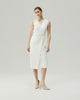 Wrap Dress in Almond White, highlighting the overlapping front
