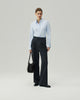 Tailored Shirt in Sky Blue on model, full-length front styling view