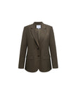 Warm Tea Brown relaxed single-breasted blazer, front product view