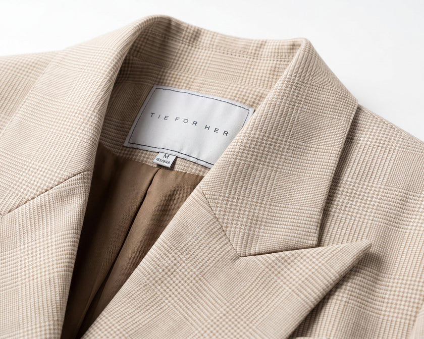 Double-Breasted Blazer Oatmeal Check