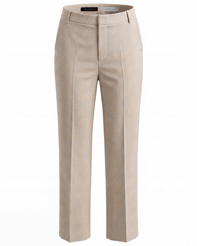 Straight-Leg Trousers Oatmeal Check