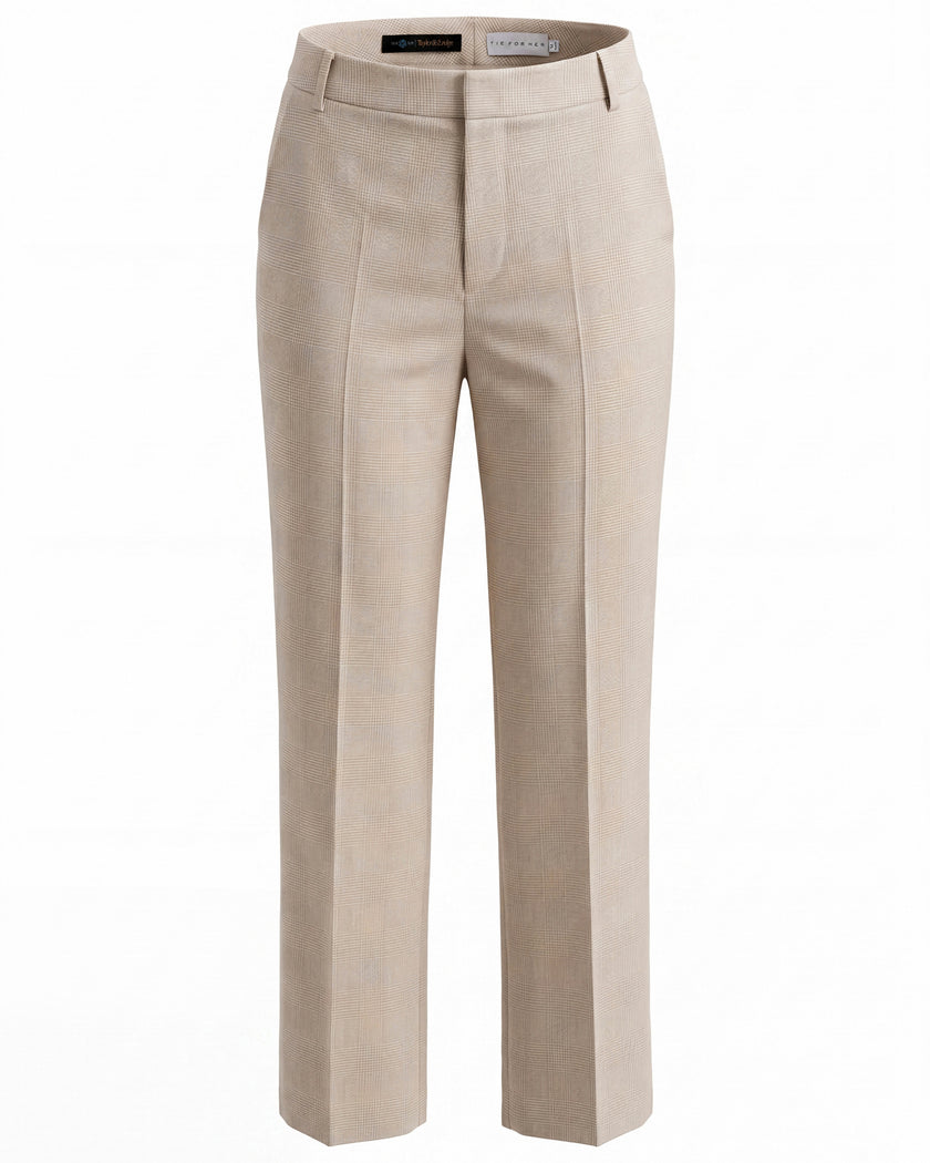 Straight-Leg Trousers Oatmeal Check