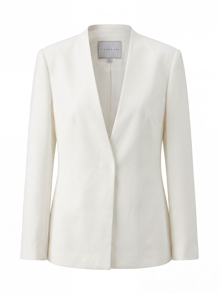 V-Neck Blazer Almond White