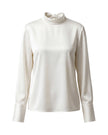 Tie-Neck Satin Blouse Cloud White