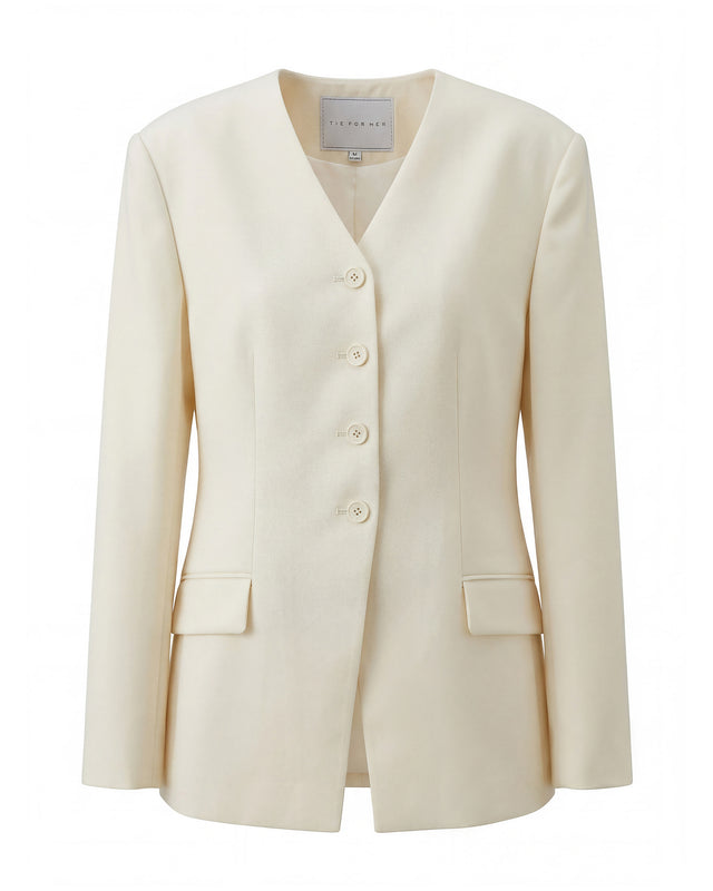 Sculpted V-Neck Jacket Vanilla