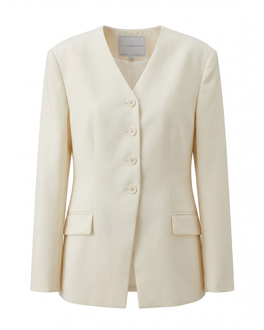 Sculpted V-Neck Jacket Vanilla