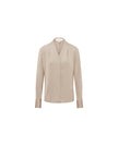 Champagne long-sleeve V-neck shirt, front product view