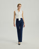 Gandi Trousers in Navy on model, full-length front styling view