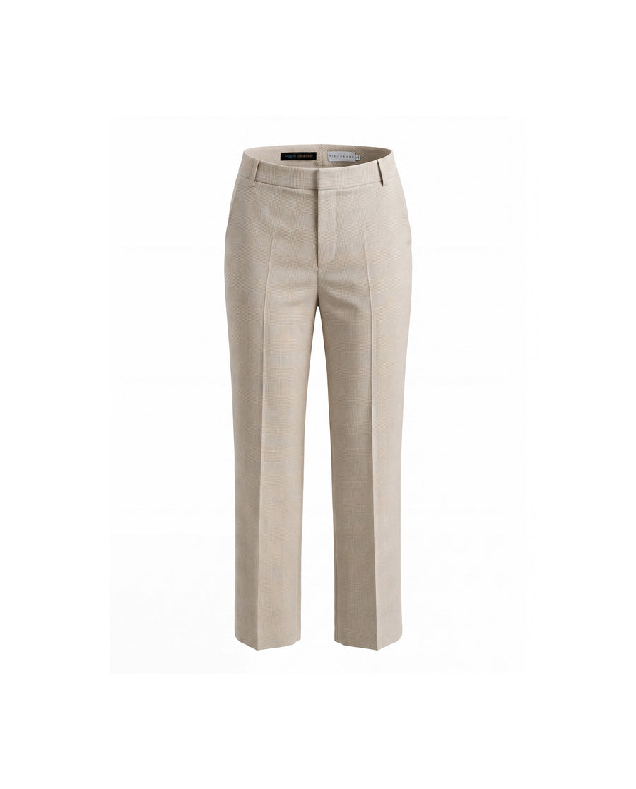 Straight-Leg Trousers Oatmeal Check