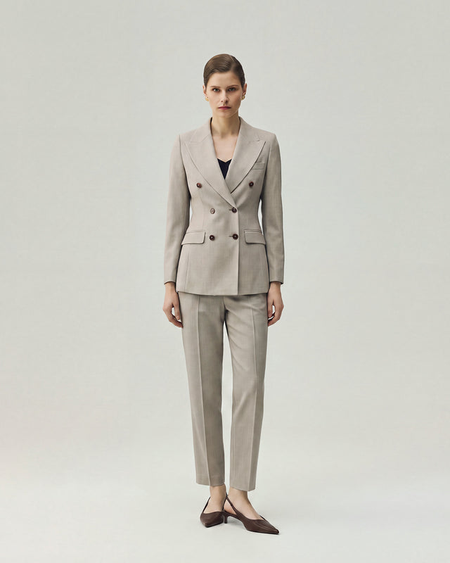 Elena Trousers Textured Apricot